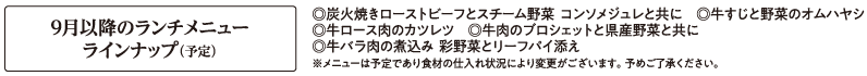 9月のランチラインナップ